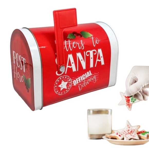 Letters to Santa Christmas Tin Tabletop Mailbox Decoration Red Official Delivery - Picture 9 of 10